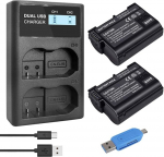 CITYORK 2-Pack EN-EL15 EN-EL15A 2500mAh Replacement Battery and Smart LED Dual Charger Kit for Nikon D750, D7200, D7500, D850, D7100, D610, D500, MH-25a, D7000, Z6, D810 Digital Camera