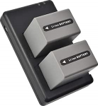 DSTE asendusakukomplekt NP-FP90 aku + topeltlaadija USB &uuml;hildub Sony DCR-HC46 DCR-HC65 DCR-HC85 DCR-HC96 DCR-SR80 DCR-SR100 HDR-HC3 pakendiga 2 komplekti