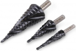 Vearter Pack of 3 Step Drill Metal, Taper Drill, Metal Drill, HSS M35 Hole Drill, Spiral Groove Triangle Shank Drill Bit for Stainless Steel, Aluminium Sheet, Iron, Plastic, PVC, Wood