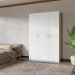 Forte Home Nook 135 40 Mitmeotstarbeline kaasaegne p&ouml;&ouml;rduksega kapp 3 uksega, koridor, komposiitpuit, valge, laius 133,2 cm x k&otilde;rgus 210,5 cm x s&uuml;gavus 42 cm