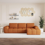 ET 255cm Ecksofa Modulares Sofa, Chenill Luxus Eckcouch L-Form-Couch-Set Mit Abnehmbaren Kissen, Gepolsterte Sofas Mit Schlaffunktion F&uuml;r Das Wohnzimmer,Wohnung, B&uuml;ro, Keine Montage(Orange)