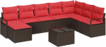 vidaXL Diivanikomplekt koos Kissen 9 tk Braun Poly-Rattan, Garten Lounge Diivanikomplekt, modulaarne, kerge, UV-best&auml;ndig, haltbar, gem&uuml;tliche M&ouml;bel f&uuml;r die Terrasse