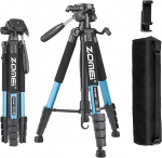 ZOMEi 188 cm Tripod Heavy Duty Tall Tripod Stand, Professional Travel Video Tripod Compatible with DSLR Cameras, Mobile Phones, Projector, Binoculars, Spotting Scopes (Blu)