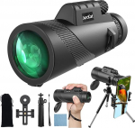 JurciCat 12-20 x 50 Optical Zoom Monocular Binoculars HD Binoculars (Black and Green) Monocular with Tripod and Mobile Phone Holder for Stargazing, Hunting, Sports, Outdoors