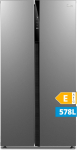 Midea MERS530FGE02 Side-by-Side Fridge/Freezer Combination/No Frost/Inverter Compressor/176.5 cm High/347 L Cool/201 L Freezer/Double Control/SuperCool/35 dB, Inox