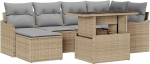 7-teiliges Garten Sofa Set mit Kissen aus beigem Poly Rattan, 2-Sitzer Garten Sofa mit Kissen aus beigem Poly Rattan Gartenlounge Model3348496