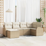 6-teiliges Garten-Sofa-Set mit Kissen Beige Poly-Rattan Gartenlounge Model3346111