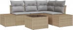 5-teiliges Garten Sofa Set mit Kissen Schwarz Poly Rattan Gartenlounge Model3347050