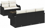 Rantry 6-teilige Garten Sofa Set mit Kissen Schwarz Poly Rattan, 2-Sitzer Garten Sofa mit Stauraum & Kissen Schwarz Poly Rattan Gartenlounge Model3354246