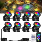 T-SUNUS Pond Lighting LED veealune valgustus, 8 in 1 veealune Spotlight RGB koos Bluetooth App Remote Control veealune valgustus Pond RGB IP68 veekindel bassein valgustus aed Patio jaoks