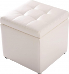 GIANTEX Stool with Storage Space, Seat Cube Seat Box Padded with Lid, Footstool up to 150 kg, Seat Cube Made of PU, Storage Box, 40 x 40 x 40 cm (Cream White)