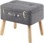 Kobolo Suitcase Stool Upholstered Stool Made of Textile Light Grey 50 x 35 x 45 cm