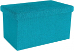 INTIRILIFE Foldable Bench 49 x 30 x 30 cm in Dark Turquoise - Cube Seat with Storage Space and Fabric Lid with Recesses - Seat Cube Footrest Storage Box Chest Stool