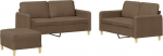 vidaXL diivanikomplekt 3-osaline tugitooli diivan koos pehmendusega, diivan elutoa diivan koos k&auml;etugedega, diivanikomplekt, disainersohva, istumisaluste m&ouml;&ouml;bel, polsterdatud m&ouml;&ouml;bel, pruun kangas