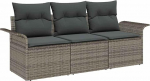 3-teilige Garten Diivan Set mit Kissen Grau Poly Rattan, 2-Sitzer Garten Diivan mit Stauraum & Kissen Grau Poly Rattan Gartenlounge Model3353888