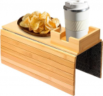 Deuson diivanitaldriku k&auml;etugi, bambusest diivanitaldrik koos joogihoidjaga, looduslik ja kergesti puhastatav, paindlik diivaniriiul suupistete, mobiiltelefoni, kontrolli ja tasside jaoks (a)