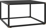 Klaasist kohvilaud tugeva terasraamiga, k&uuml;ljelaud, diivanilaud, kohvilaud elutuppa, s&ouml;&ouml;gituppa, lihtne kokkupanek, t&ouml;&ouml;stuslik disain, must musta klaasiga, 60 x 60 x 35 cm