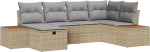 Rantry 6-teiliges Garten-Sofa-Set mit Kissen Beige Poly Rattan Gartenlounge Model3359632