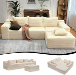 HSXZLO modulaarne L-kujuline nurgadiivan magamisfunktsiooniga - raamita diivanvoodi koos Chaise Longue'ga, istme kokkupanekuvaba 3-kohaline elutuba