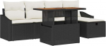Rantry 6-teiliges Garten-Sofa-Set mit Kissen Schwarz Poly Rattan Gartenlounge Model3361348