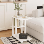 Masupu C-kujuline diivanipoolne k&uuml;ljelaud, v&auml;ike k&uuml;ljelaud riiuliga, ratastega &ouml;&ouml;kapp, puidust TV-alus diivanile, elutuppa, magamistuppa, vannituppa, lihtne kokkupanek, valge