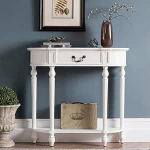 Konsolentisch, Sofatisch aus Massivholz, Halbrunder Eingangstisch, an der Wand stehender Foyer-Akzenttisch, Tisch hinter der Couch, Flurtisch mit Schubladen (valge, 90 cm)