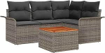 5-teiliges Garten Sofa Set mit Kissen Grau Poly Rattan Akazie Gartenlounge Model3347321