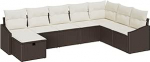 8-teiliges Gartensofa Set mit Kissen aus Braunem Poly Rattan Gartenlounge Model3359327