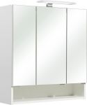 Pelipal Quickset 953 Bathroom Mirror Cabinet in White with LED Lighting, 65 cm Wide, Bathroom Cabinet with Mirror, 3 Doors, 1 Open Compartment and 3 Shelves