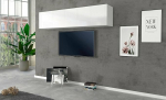 Dmora Wall Cabinet Made in Italy with Folding Door, Hanging Living Room Furniture, 180 x 30 x 40 cm, Glossy White Colour