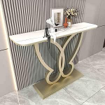 Moderner Konsolentisch f&uuml;r den Eingangsbereich, Sofatisch mit Schmetterlings-Metallrahmen, stilvoller Akzenttisch in Wei&szlig; (100 cm) - perfekt f&uuml;r die Einrichtung von Wohnzimmer und Flur