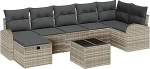 8-teiliges Garten Sofa Set mit Kissen in Hellgrau aus Poly Rattan Gartenlounge Model3360443