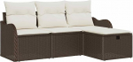 4-teiliges Garten-Sofa-Set mit Kissen Braun Poly-Rattan, 2-Sitzer Garten-Sofa mit Stauraum & Kissen Braun Poly-Rattan Gartenlounge Model3360279