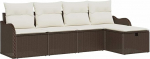 5-teiliges Garten-Sofa-Set mit Kissen Braunes Poly-Rattan, 2-Sitzer Garten-Sofa mit Kissen Braunes Poly-Rattan Gartenlounge Model3358957