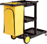 Amazon Basics puhastusk&auml;ru t&otilde;mblukuga tasku ja 2 riiuliga, must/kollane, 120 x 51 x 98 cm (endine AmazonCommercial kaubam&auml;rk)