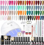 COSCELIA 47 tk geelk&uuml;&uuml;nelaki komplekt UV-lambiga, 20 v&auml;rvi UV-k&uuml;&uuml;nelaki roosa glitter 3 tk Poly Nail Gel Base Top Coat Gel V&auml;rvipool geelk&uuml;&uuml;nte jaoks Manik&uuml;&uuml;r Starter Set