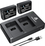 Homesuit NP-FW50 aku 1300mAh ja USB LED topeltlaadija komplekt Sony ZV-E10 A6000 A6300 A6400 A6500 A5100 A5000 A7 A7II A7R A7RII A7SII A55 RX10 II III IV kaamerale (2 tk) )