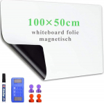 Lyzzxi Whiteboard Film, 50 x 100 cm, Magnetic Self-Adhesive Whiteboard Film, Memo Board for Writing, Includes Marker and Sponge, Wall Film for Smooth Surfaces in School, Office, Home