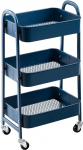 DOEWORKS Rolling Cart Metal Storage Trolley Kitchen Trolley 3 Tier Serving Trolley Organiser Trolley with Wheels for Living Room Bedroom Makeup Bathroom Office Dark Blue