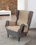 New Wool Armchair Protector with Armrest Protector Light Brown Pile 100% Virgin Wool Middle Section Approx. 160 x 50 cm Armrest Protector Approx. 60 x 40 cm