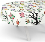 ANRO Oilcloth Tablecloth Wax Tablecloth Washable Garden Tablecloth Round Oval Square Oval 180 x 140 cm Cut Edge Owl