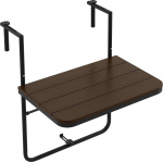 FANTASK Balcony Table for Hanging, Folding Balcony Hanging Table with 3 Levels Adjustable Height, 60 x 40 cm, Coffee