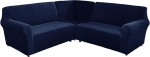YLZBA Corner Sofa Cover L-Shape Elastic Velvet Slipcover Sofa Cover L-shaped, Couch Covers Stretch Sofa Cover Set of 3 for Sectional Sofa Pet Child Furniture Protection (Color : Navy)