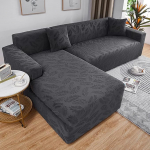 ABUKJM Jacquard Stretch Sofa Cover L Shape, Living Room Combination Full Package Sofa Cover Corner Sofa, Four Seasons Universal, Suitable for Most Sofas (Dark Grey, 4 Seater 235-300 cm)