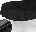 Lauakate Kangas pestav laudlina teflonkattega Lihtne hooldus Lootuse efektiga laudlina mustus ja vetth&uuml;lgav Roma triibuline ovaalne 180 x 140 cm l&otilde;igatud servaga must