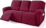 ZNSAYOTX Diivan Slipcovers Sun Lounger, Fashion Diivan Slipcovers taskutega m&otilde;lemal k&uuml;ljel, 2024 pehme vastupidav Jacquard kangas loomas&otilde;bralik Lazy Boys Lounger, Wine Red, 5 t&uuml;kki