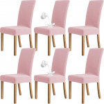 ZRCYXDW veekindlad toolikatted, Stretch toolikatted s&ouml;&ouml;gitoa toolidele, kontrollitud pehmed pestavad toolikatted s&ouml;&ouml;gitoa jaoks elastse alumise k&uuml;ljega, hotelli, banketi, roosa, 6 komplektiga