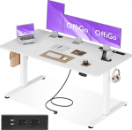 OffiGo reguleeritava k&otilde;rgusega laud, 160 x 80 cm, elektriline laud pistikupesade ja USB-laadimisportiga, 2 m&auml;lufunktsiooniga reguleeritava k&otilde;rgusega laud, arvutilaud kontorisse, koju, valge