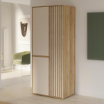 Forte ELISTON riidekapp 80 90, kaasaegne riidekapp lamellide disainiga, 2 ust, komposiitpuit, magamistuba, Mauvella tammepuidust dekoor|Kashmiri beež, 84 cm lai x 200,1 cm k&otilde;rge x 54 cm s&uuml;gav, 84 cm lai x 200,1 cm k&otilde;rge x 54 cm s&uuml;gav