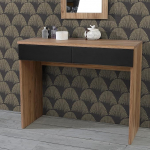 Forte Dalate garderoobilaud 100, kaasaegne garderoobilaud 2 sahtliga, magamistuba, komposiitpuit, Catania tammepuidust dekoor/must, 100,3 cm laius x 79,9 cm k&otilde;rgus x 41,3 cm s&uuml;gavus.